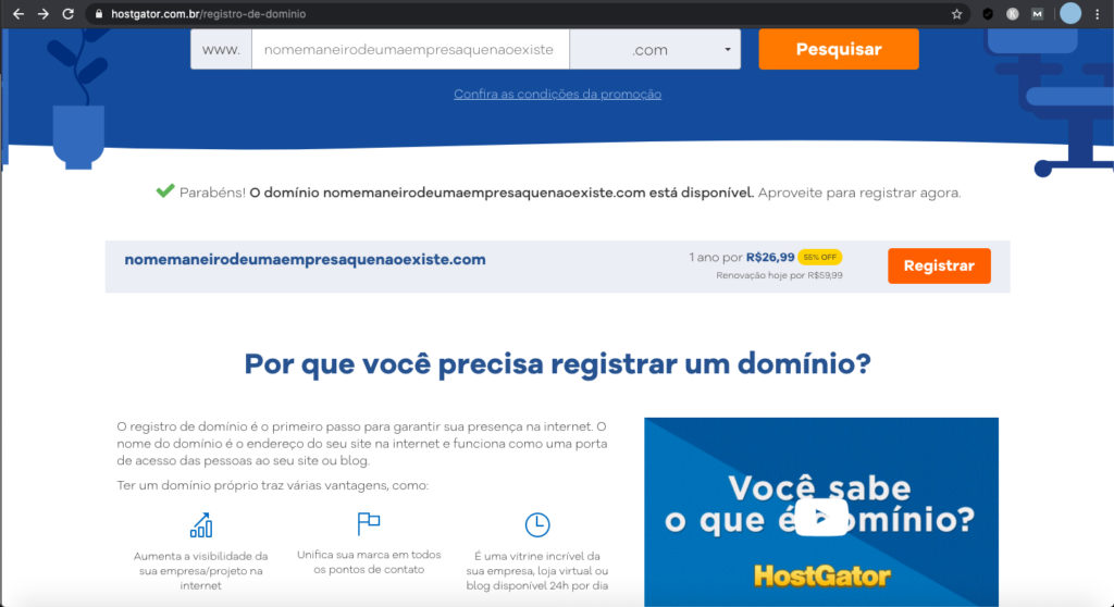 manhadedomingo registrar domínio no hostgator