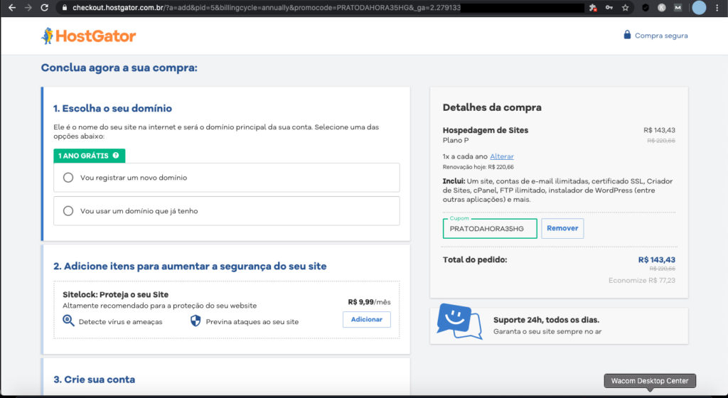 manhadedomingo finalizar compra para o plano de hospedagem da hostgator blog pessoal